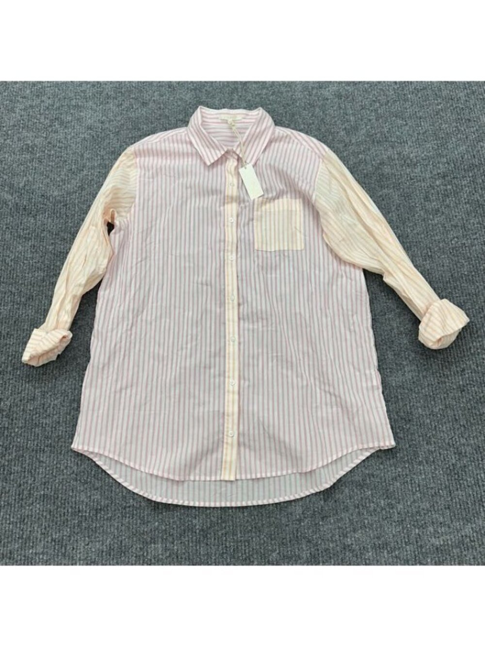 Z Supply Lounge Perfect Striped Button Up Colorblock Shirt Womens Size Large NEW